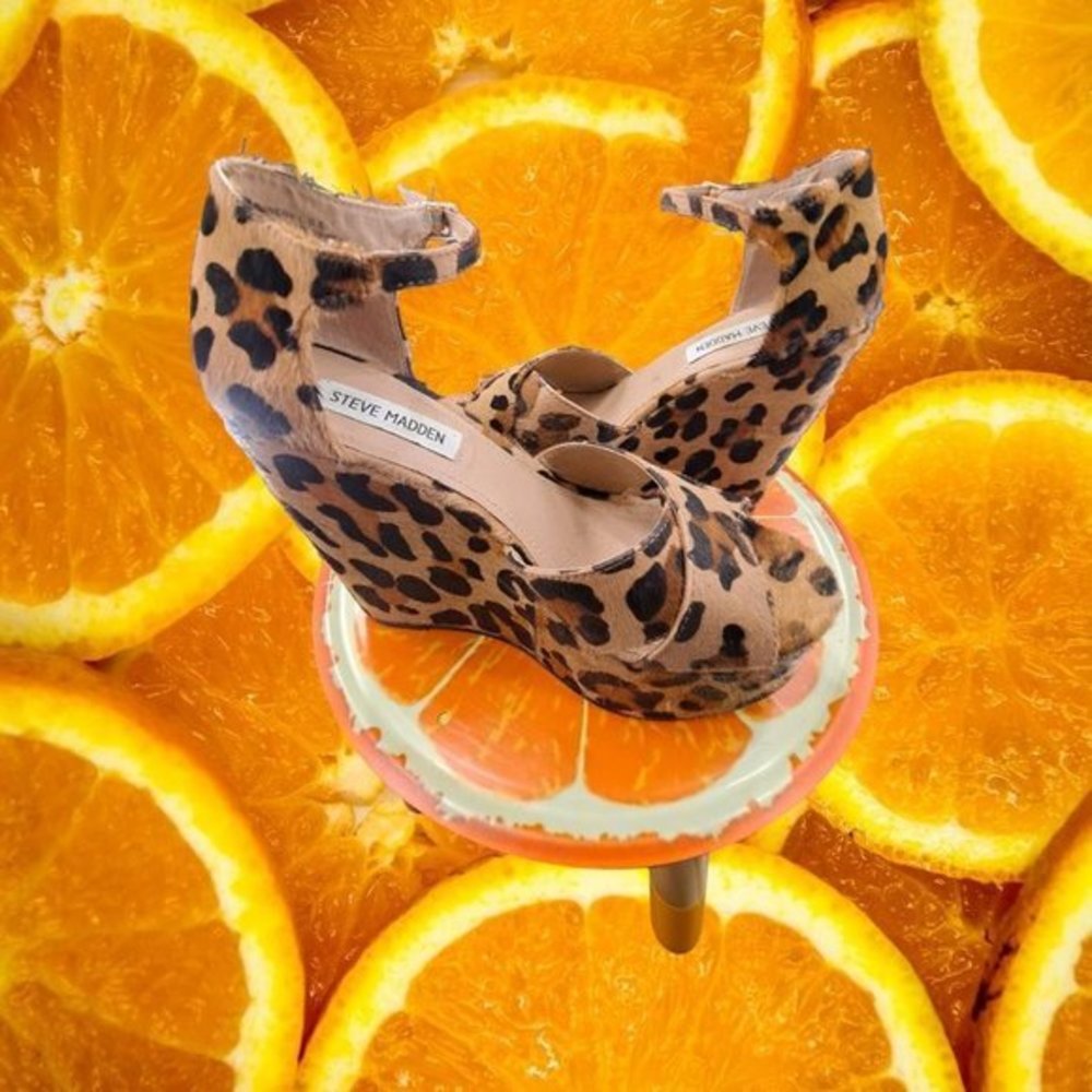 Steve Madden Leopard Print Platform Wedges Size 8… - image 3